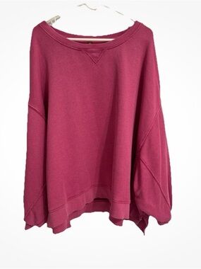 Free People Vintage Oversized Pink Textured Crewneck Sweatshirt XS/S